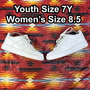 Nike Air Force 1 Low Youth 7Y Women’s 8.5 Triple White Shoes Sneakers DH2920-111